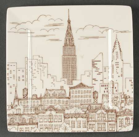 City Scenes Sepia Salad Plate