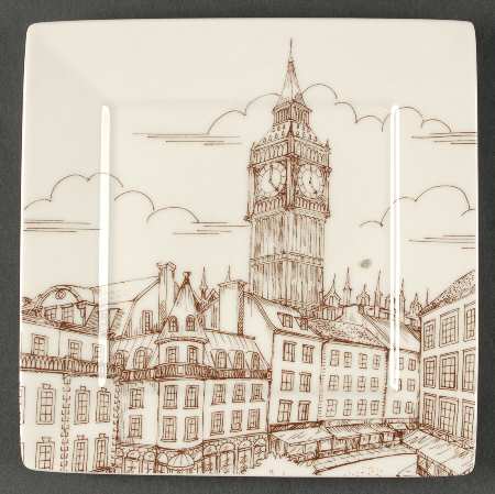 City Scenes Sepia Salad Plate