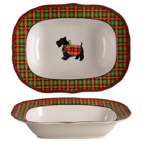Christmas Scotty 11" Oval Vegetable Bowl