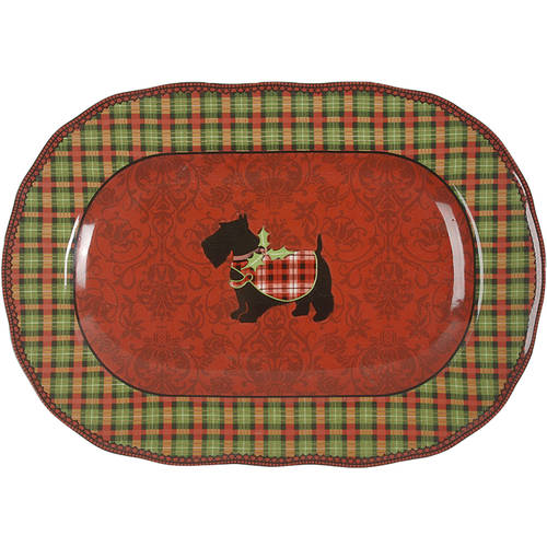 Christmas Scotty 14" Oval Serving Platter