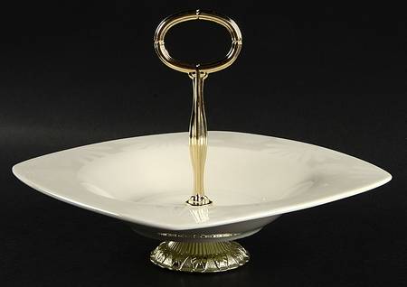 Alice Platinum 6"-7" Handled Footed Nut Dish HC