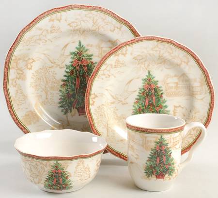 Christmas Toile 4 Piece Place Setting