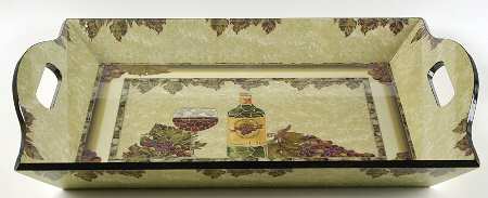 Dolce Toscana Wood Rectangular Handled Tray
