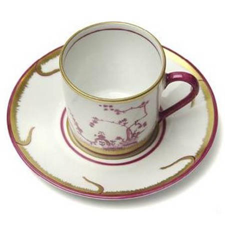 Chinoiserie Flat Demitasse Cup & Saucer Set