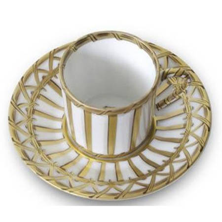 Vannerie Gold Flat Demitasse Cup & Saucer Set