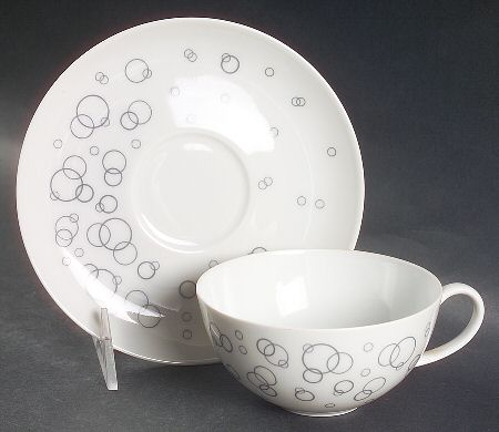 ARZ154 Gray Flat Cup & Saucer Set