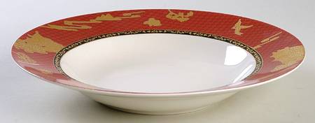 Forbidden City Red Large Rim Soup Bowl