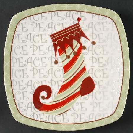Christmas Stockings Square Salad Plate
