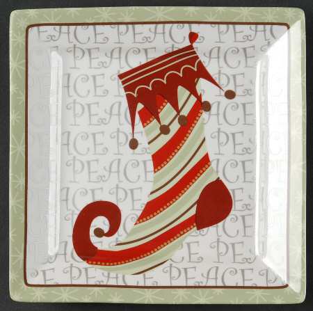 Christmas Stockings Square Appetizer Plate