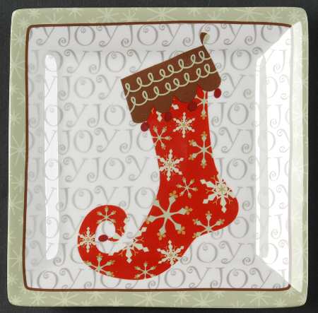 Christmas Stockings Square Appetizer Plate