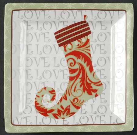 Christmas Stockings Square Appetizer Plate