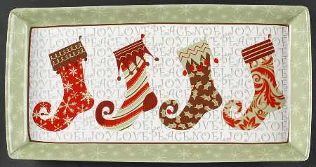 Christmas Stockings 13" Rectangular Serving Platter