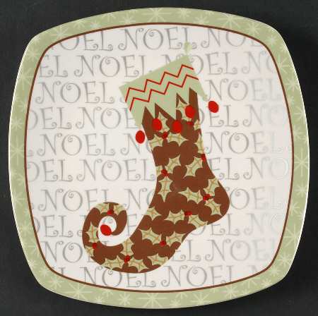 Christmas Stockings Square Salad Plate