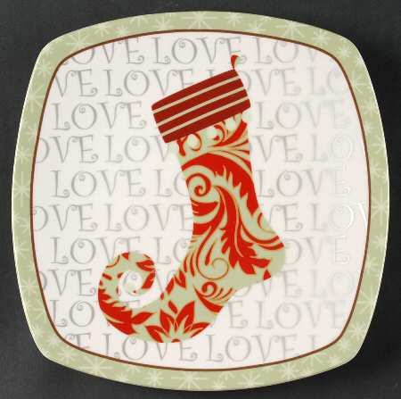 Christmas Stockings Square Salad Plate