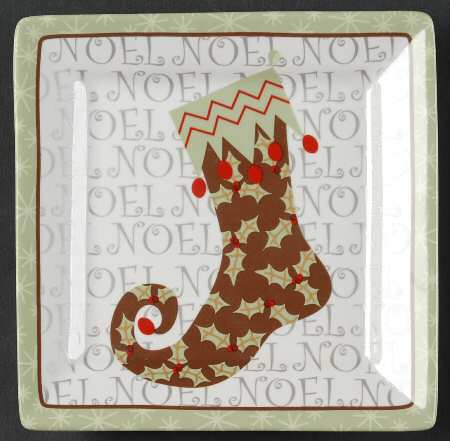 Christmas Stockings Square Appetizer Plate