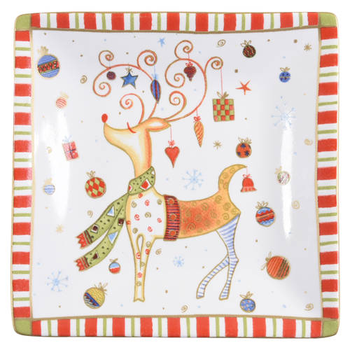 Christmas Play Square Appetizer Plate