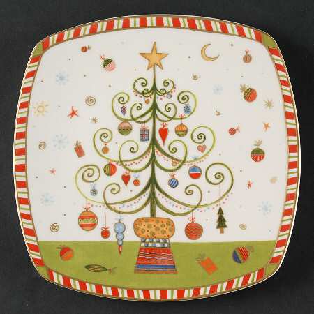 Christmas Play Square Salad Plate