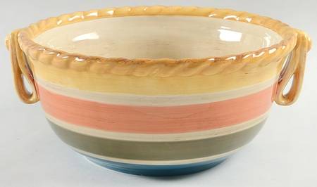 Tuscan Countryside Stripe 11" Round Handled Bowl