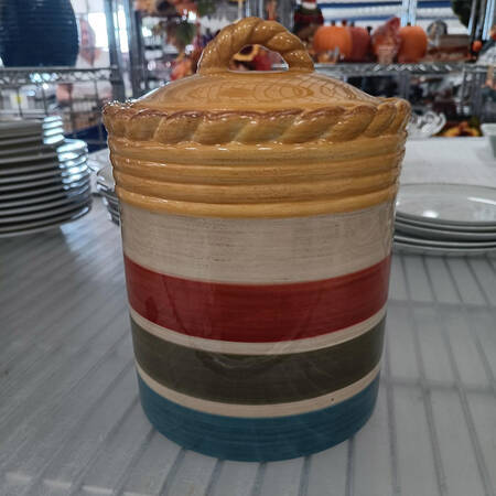 Tuscan Countryside Stripe Small Canister & Lid