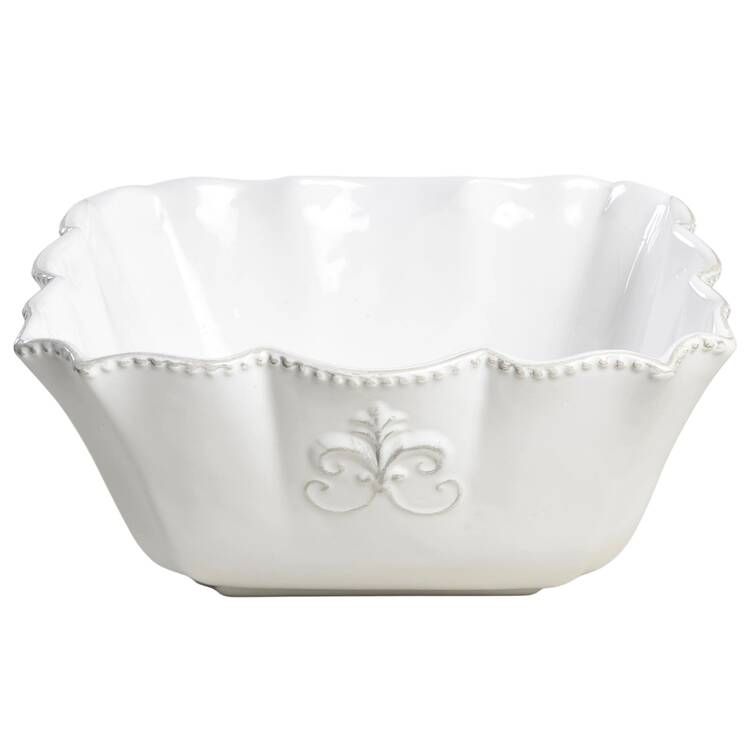 Fleur de Lys White 10" Square Serving Bowl by Anthropologie