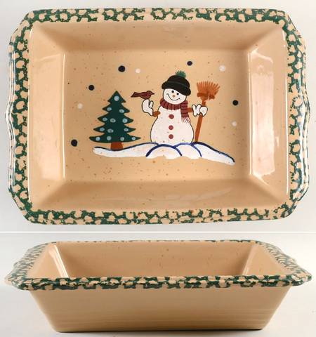 Country Snowman Large Rectangular Baker