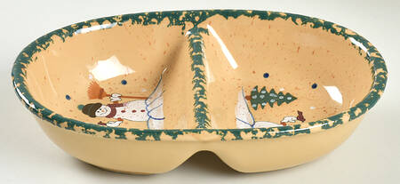Country Snowman 8" Oval Open Casserole