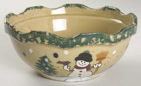 Country Snowman 7" Round Serving Bowl