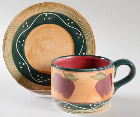 Country Apple Flat Cup & Saucer Set
