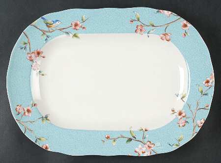 Blossom Bird Blue 13" Oval Serving Platter