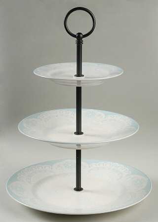 Queen Anne's Lace Blue 3-Tiered Serving Tray (DP, SP, BB)