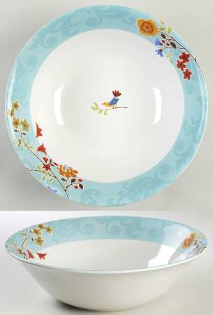 Bird Delight Aqua 10" Round Serving Bowl