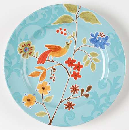 Bird Delight Aqua Salad Plate