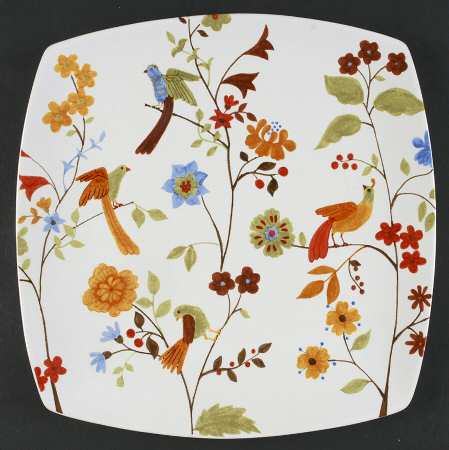 Bird Delight White Square Chop Plate