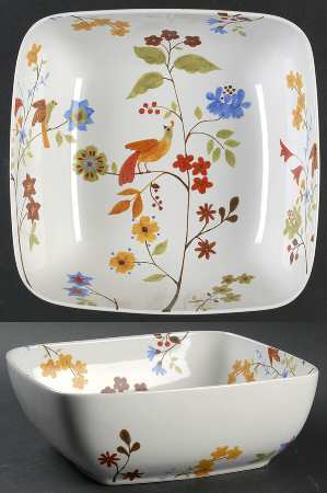 Bird Delight White 9" Square Serving Bowl