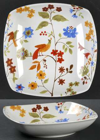 Bird Delight White Square Soup Bowl