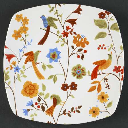 Bird Delight White Square Salad Plate
