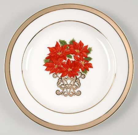 Florentine Scroll Ponsettia Salad Plate