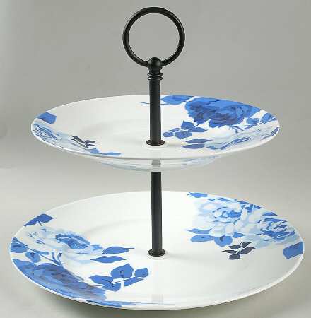 Indigo Rose 2-Tier Serving Tray