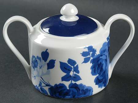 Indigo Rose Sugar Bowl & Lid