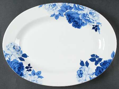 Indigo Rose 14" Oval Serving Platter