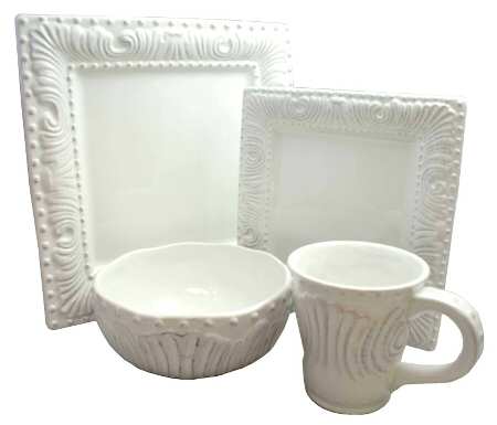 Bianca Flute and Bead (Square) Dinner Plate