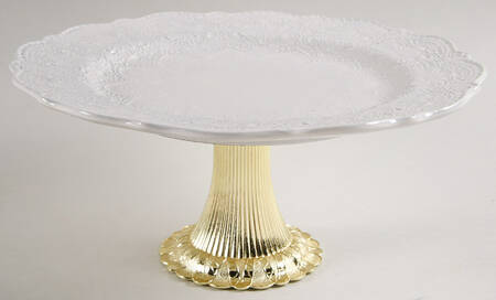 Merletto Antique Lace Cake Stand with 4"-5" Metal Pedestal  Hc
