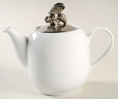 Giardino (White with Pewter Lids) Individual Teapot & Lid