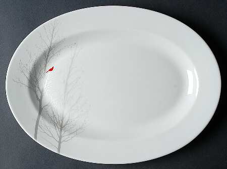 Winter Cardinal 14" Oval Serving Platter