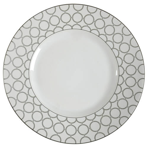 Chain Link White and Silver Salad Plate