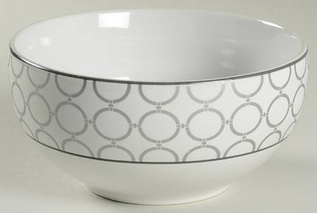 Chain Link White and Silver Soup/Cereal Bowl