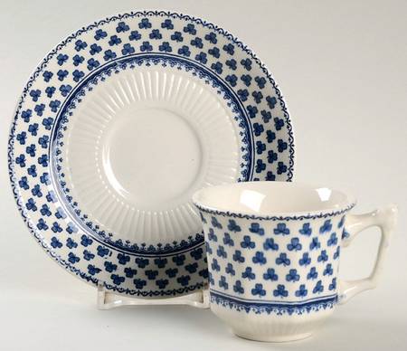 Brentwood (William Adams Back Stamp) Flat Demitasse Cup & Saucer Set