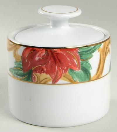 Poinsettia Splendor Sugar Bowl & Lid