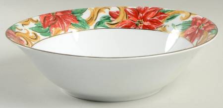 Poinsettia Splendor 9" Round Vegetable Bowl