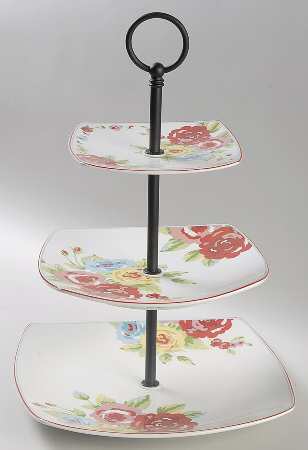 New Country 3 Tiered Tray (Square Dinner,Salad,Appetizer)